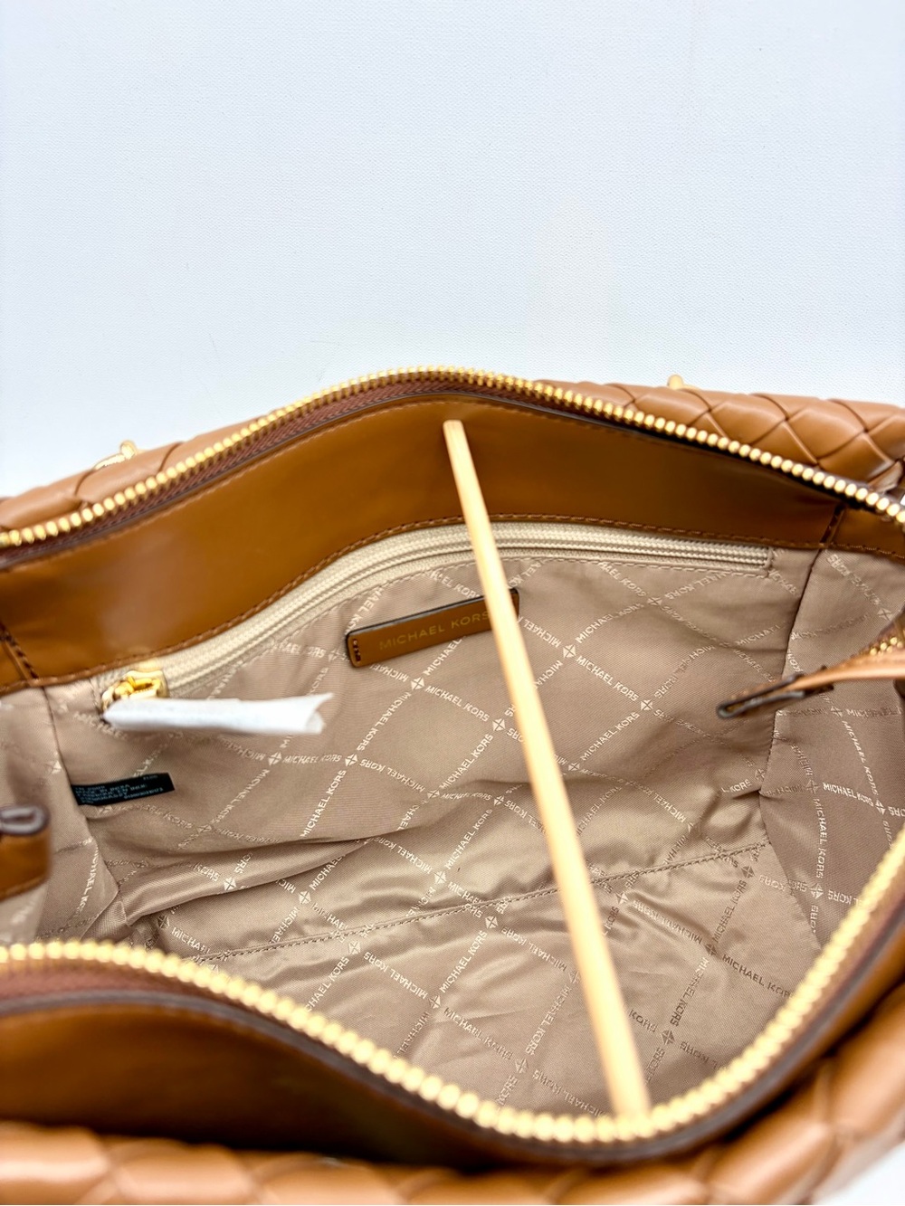 MICHAEL KORS Marilyn Medium Woven Satchel Crossbody Luggage - Picture 8 of 14